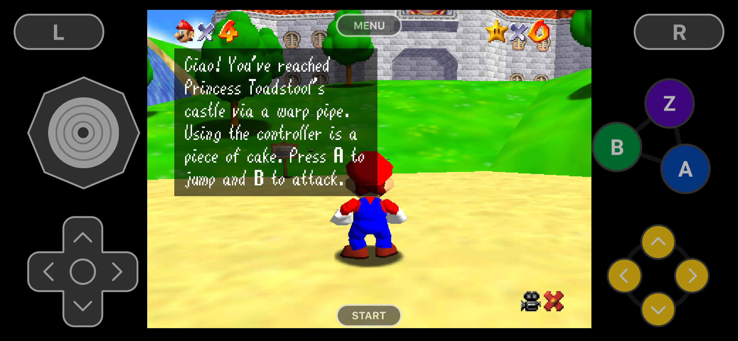 Super Mario 64 on an iPhone with Delta.